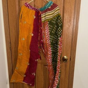 Bohemian Patchwork Wide-Leg Pants - Multicolor